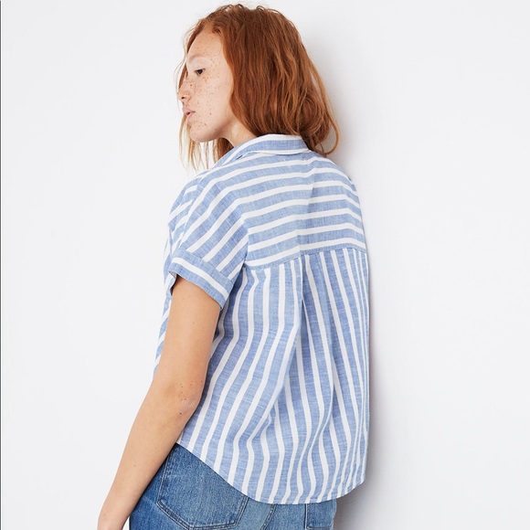 Madewell Cropped Button-Down Shirt in Stripe XS - Picture 3 of 8